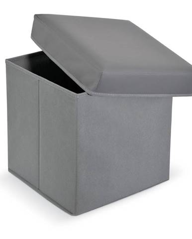 Sivá koženková podnožka s úložným priestorom Domopak