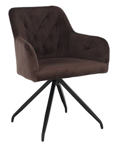 Otočná stolička hnedá Velvet látka/čierna VELEZA