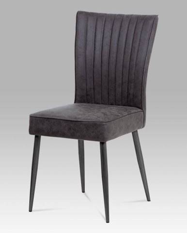 AUTRONIC HC-323 GREY3 jedálenská stolička látka sivá v dekore vintage kože / brúsený kov antik