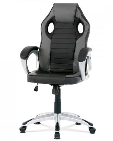 AUTRONIC KA-Z507 GREY Herná stolička, čierna a tmavo sivá ekokoža, hojdací mechanizmus
