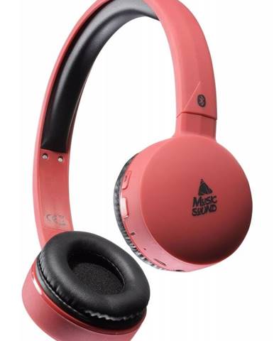 Bluetooth sluchátka MUSIC SOUND s hlavovým mostem a mikrofonem, červená