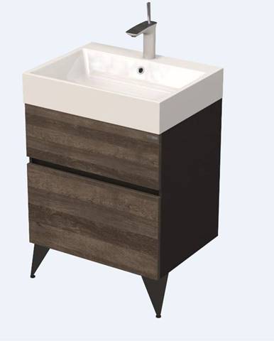 Kúpeľňová skrinka pod umývadlo Naturel Luxe 60x56x46 cm čierna bridlica / drevo lesk LUXE60CDLBU