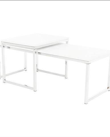 Konferenčné stolíky set 2 ks biela matná/chróm MAGNO TYP 2 P1 poškodený tovar