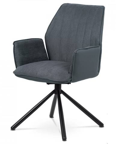 AUTRONIC HC-399 GREY2 Jedálenská stolička, poťah sivá látka a ekokoža, kov - čierny lak, zpätný mechanizmus