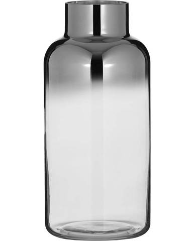 Ručne fúkaná sklenená váza v striebornej farbe Westwing Collection Uma, výška 35 cm