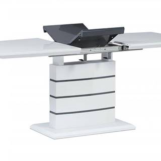 AUTRONIC  HT-410 WT jedálenský stôl rozkl. 140+40x80, MDF vysoký lesk biela/sivá, značky AUTRONIC