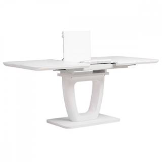 AUTRONIC  HT-432 WT Jedálenský stôl 140+-40x80 cm, biela 4 mm sklenená doska, MDF, biely matný lak, značky AUTRONIC