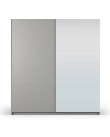 Sivá šatníková skriňa so zrkadlom a s posuvnými dverami 200x215 cm Lisburn - Cosmopolitan Design