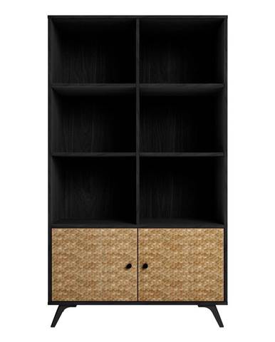 Čierna knižnica v dekore exotického dreva 92x160 cm Hanoi - Marckeric
