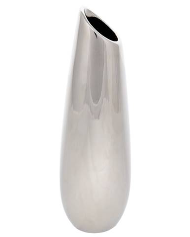 Keramická váza Drop, 7 x 26 x 7 cm, strieborná