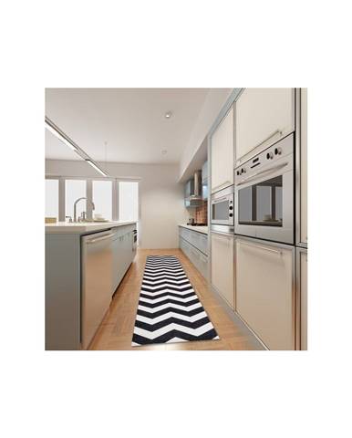 Vysokoodolný kuchynský koberec Webtappeti Optical Black White, 60 x 140 cm