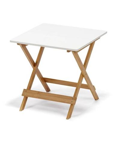 Biely skladací stôl s bambusovými nohami Bonami Essentials Lora